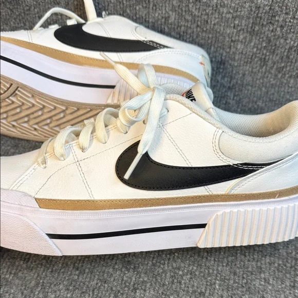 Nike Women's White Black Gold Platform Sneakers - Picture 8 of 11